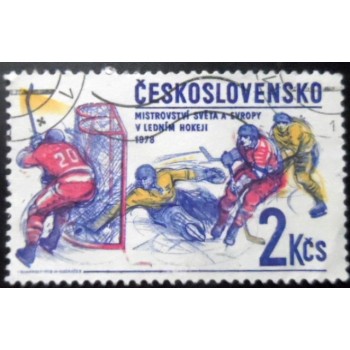 Imagem similar à do selo postal da Tchecoslováquia de 1978 Ice Hockey U