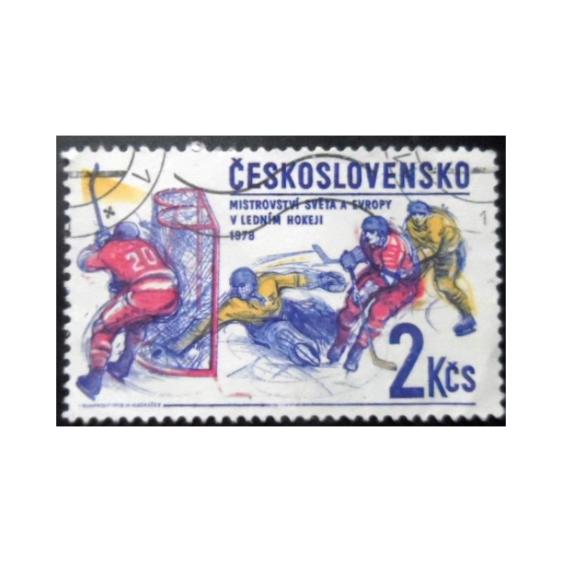 Imagem similar à do selo postal da Tchecoslováquia de 1978 Ice Hockey U