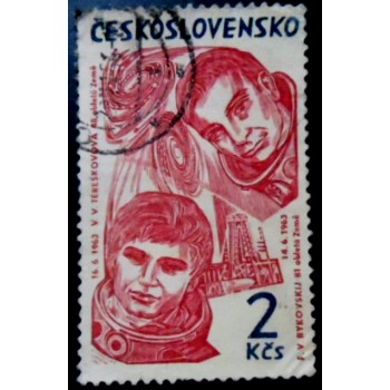 Selo postal da Tchecoslováquia de 1964 Těreškovová and Bykovskij