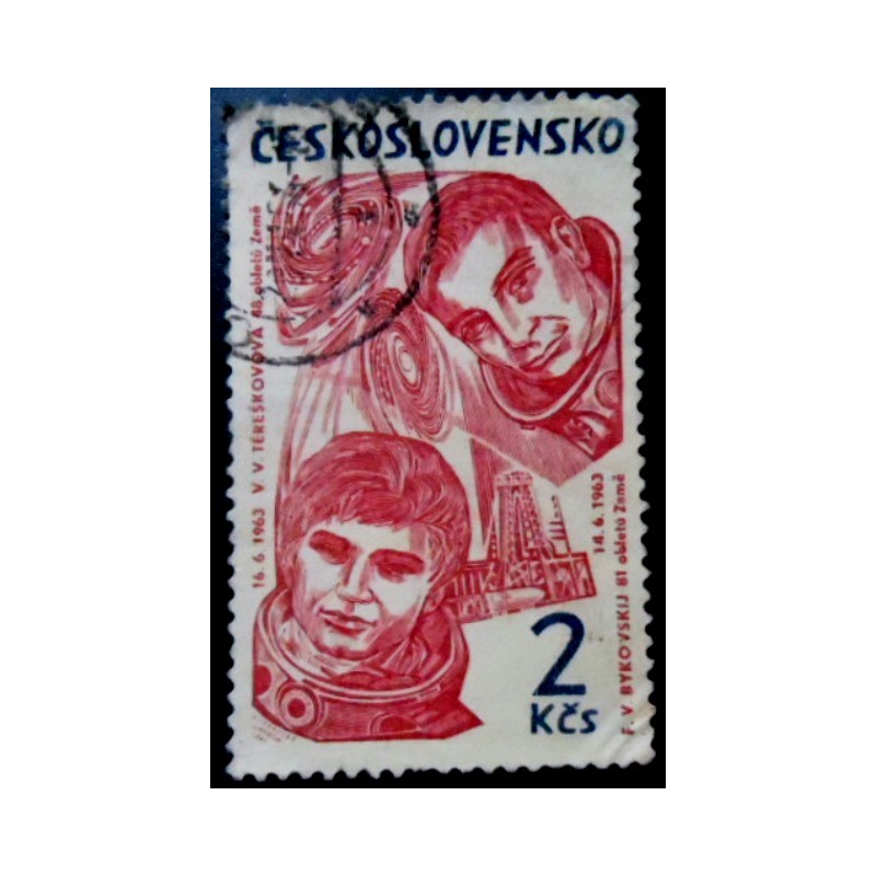 Selo postal da Tchecoslováquia de 1964 Těreškovová and Bykovskij