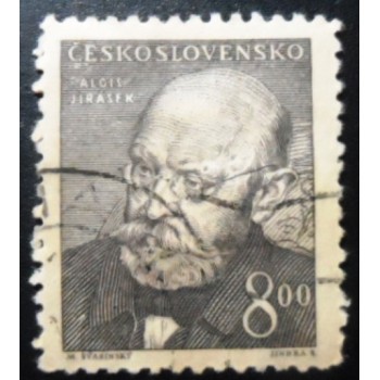 Selo postal da Tchecoslováquia de 1949 Alois Jirásek