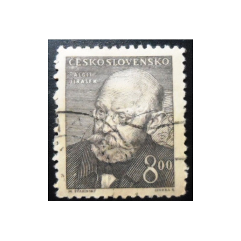 Selo postal da Tchecoslováquia de 1949 Alois Jirásek