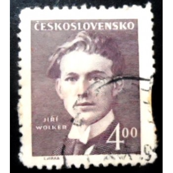 Selo postal da Tchecoslováquia de 1949 Jiří Wolker