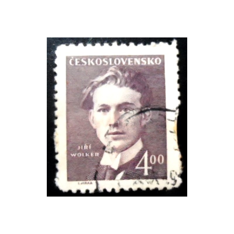 Selo postal da Tchecoslováquia de 1949 Jiří Wolker