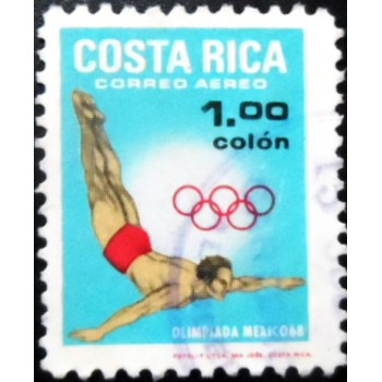 Selo postal da Costa Rica de 1969 High Diving