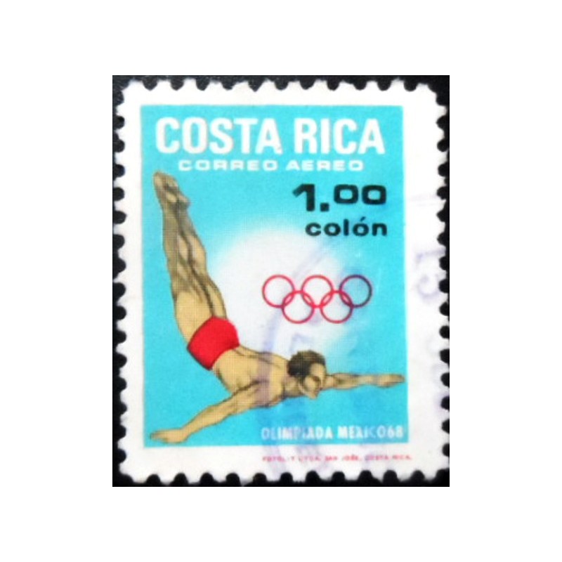 Selo postal da Costa Rica de 1969 High Diving