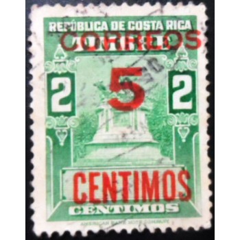 Selo postal da Costa Rica de 1955 Revenue Stamp Surcharged in Red