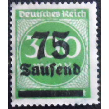 Imagem do Selo postal Alemanha Reich de 1923 Surcharge 75T on 300m