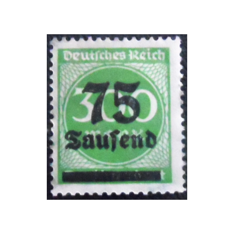 Imagem do Selo postal Alemanha Reich de 1923 Surcharge 75T on 300m