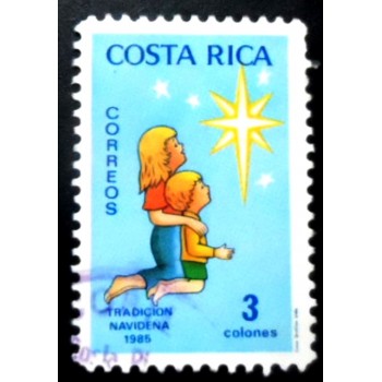 Selo postal da Costa Rica de 1985 Children Looking to the Stars