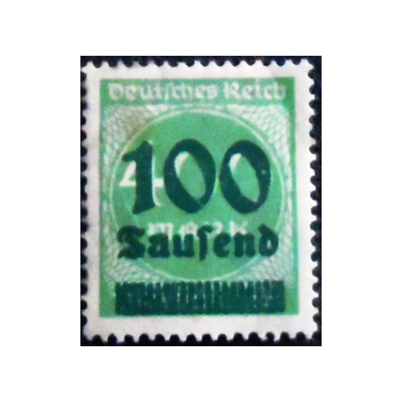 Imagem do Selo postal Alemanha Reich de 1923 Surcharge 100T on 400m