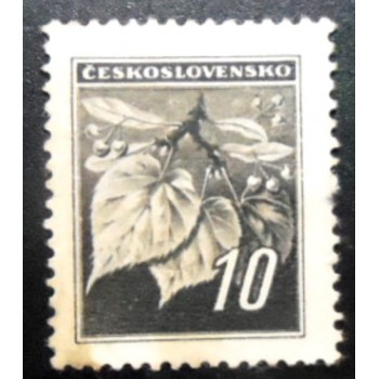 Selo postal da Tchecoslováquia de 1945 Linden Leaves 10 N