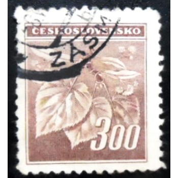 Selo postal da Tchecoslováquia de 1945 Linden Leaves 300