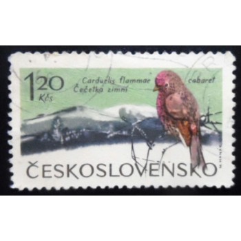 Selo postal da Tchecoslováquia de 1965 Lesser Redpoll