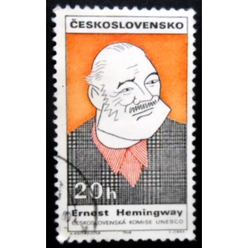 Selo postal da Tchecoslováquia de 1968 Ernest Hemingway