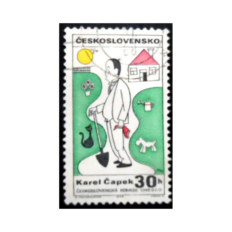 Selo postal da Tchecoslováquia de 1968 Karel Čapek