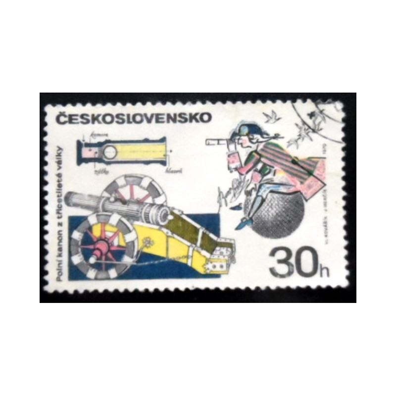 Selo postal da Tchecoslováquia de 1970 Cannon from 30 Years