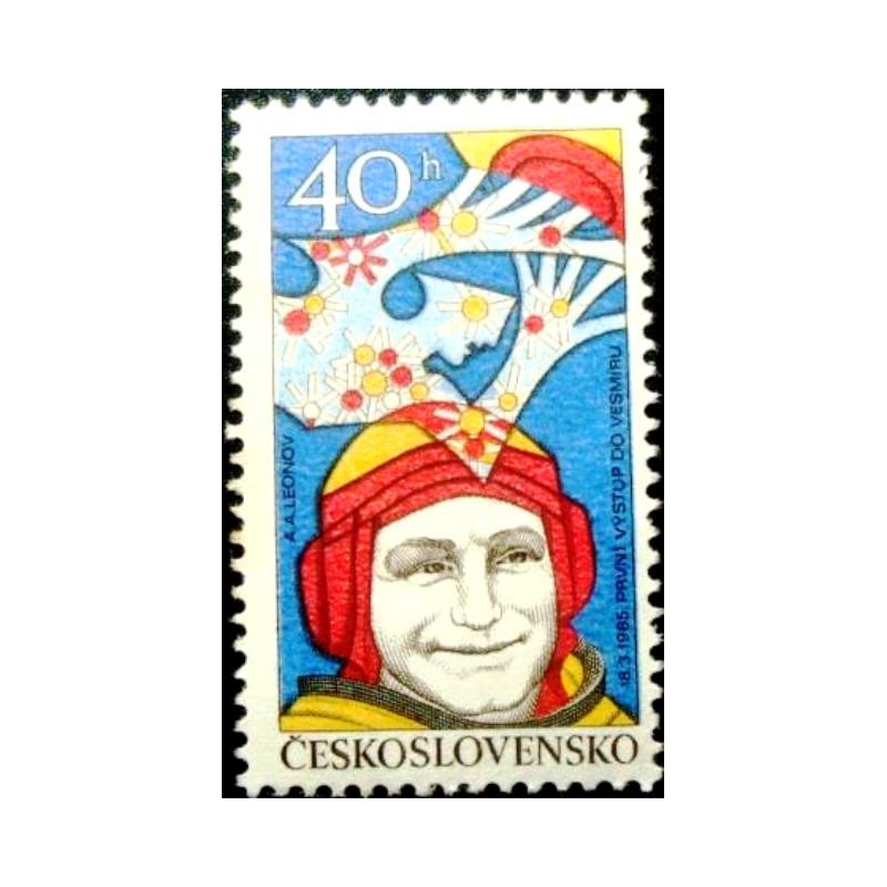 Selo postal da Tchecoslováquia de 1977 Alexei Leonov M