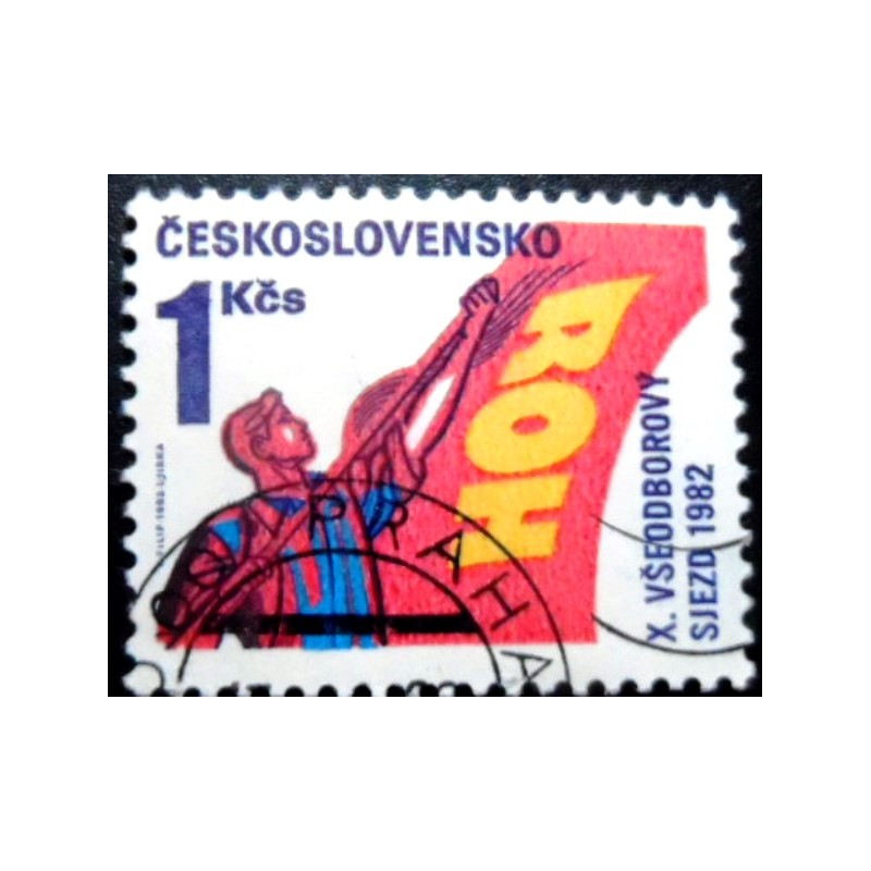 Selo postal da Tchecoslováquia de 1982 Trade Unions Congress