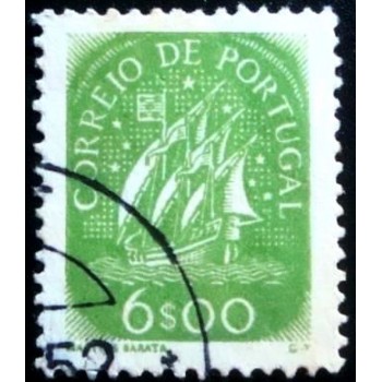 Selo postal de Portugal de 1949 - Caravel 6$ U