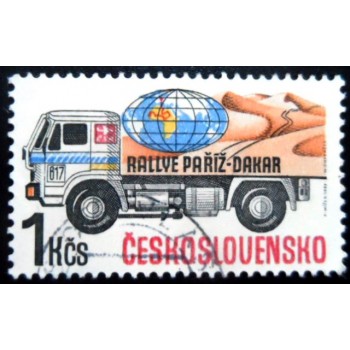 Selo postal da Tchecoslováquia de 1989 Desert on Truck Side