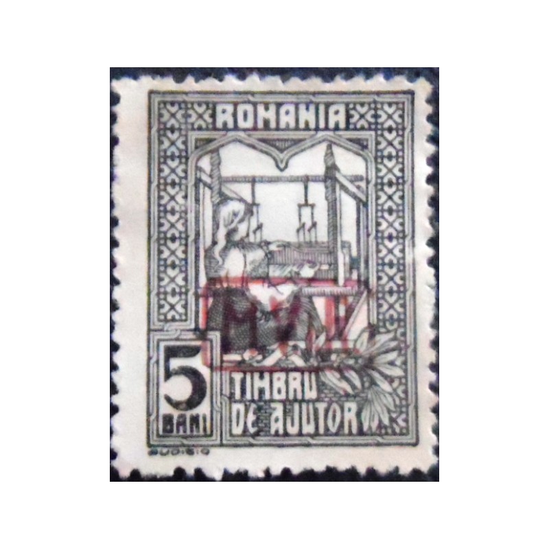 Imagem do Selo postal da Romênia de 1916 The Queen Weaving 5