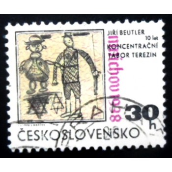 Selo postal da Tchecoslováquia de 1968 Jew and Guard