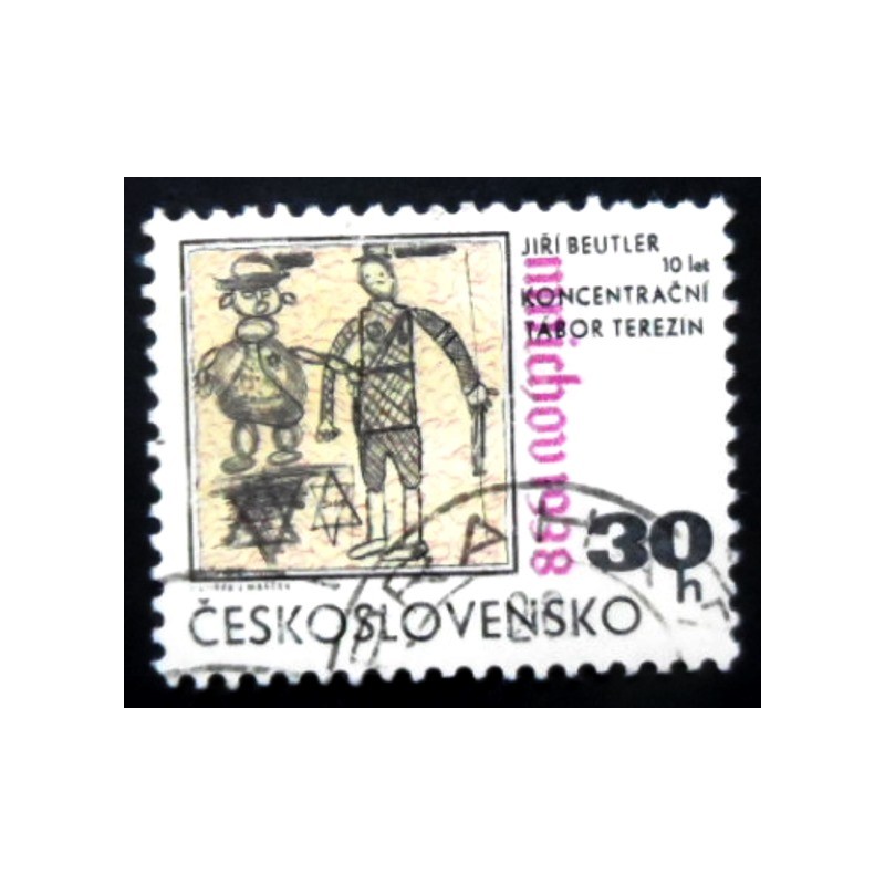 Selo postal da Tchecoslováquia de 1968 Jew and Guard