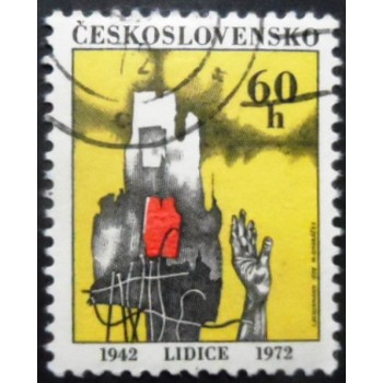 Selo postal da Tchecoslováquia de 1972 Destruction of Lidice