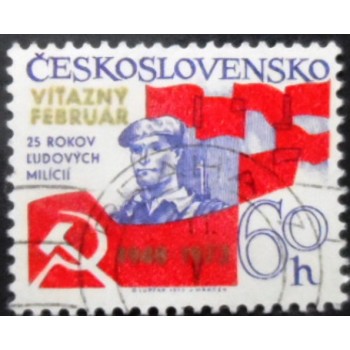 Selo postal da Tchecoslováquia de 1973 Communist Militia