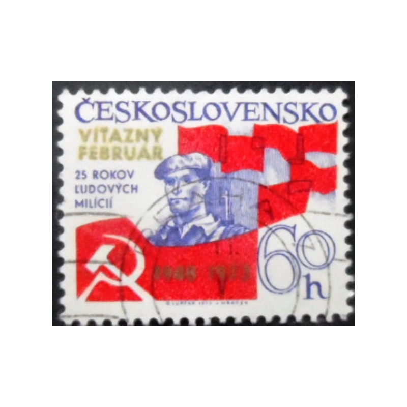 Selo postal da Tchecoslováquia de 1973 Communist Militia