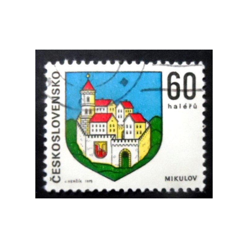 Selo postal da Tchecoslováquia de 1973 Arms of Mikulov