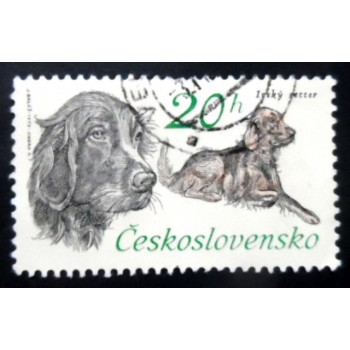 Selo postal da Tchecoslováquia de 1973 Irish Setter