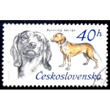 Selo postal da Tchecoslováquia de 1973 Bavarian Mointain Hound