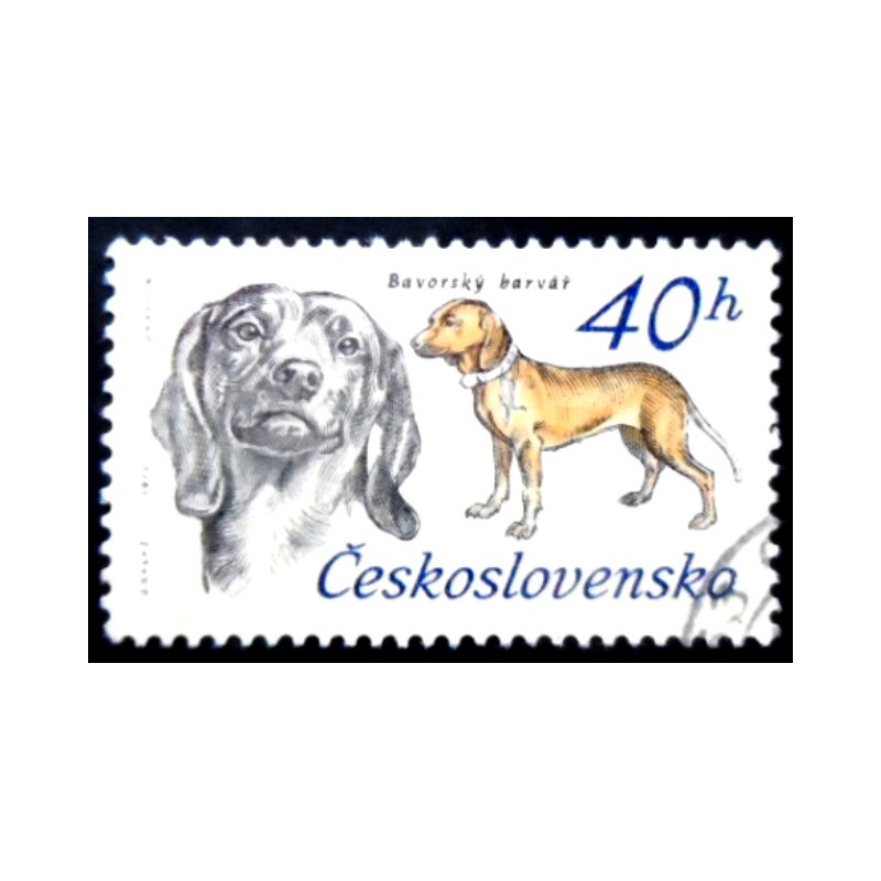 Selo postal da Tchecoslováquia de 1973 Bavarian Mointain Hound