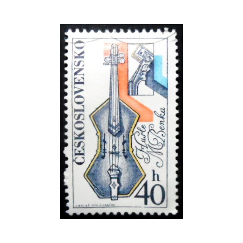 Selo postal da Tchecoslováquia de 1974 Violin by Martin Benka