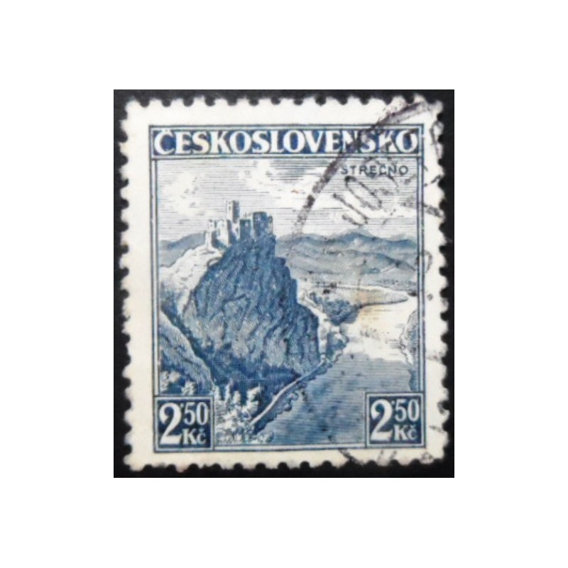 Selo postal da Tchecoslováquia de 1936 Strečno