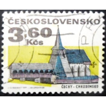 Selo postal da Tchecoslováquia de 1971 Church Chrudimsko