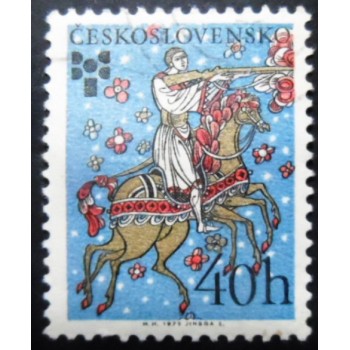 Selo postal da Tchecoslováquia de 1975 Hero on Horseback