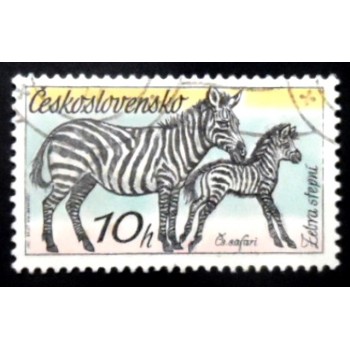 Selo postal da Tchecoslováquia de 1976 Plains Zebra U