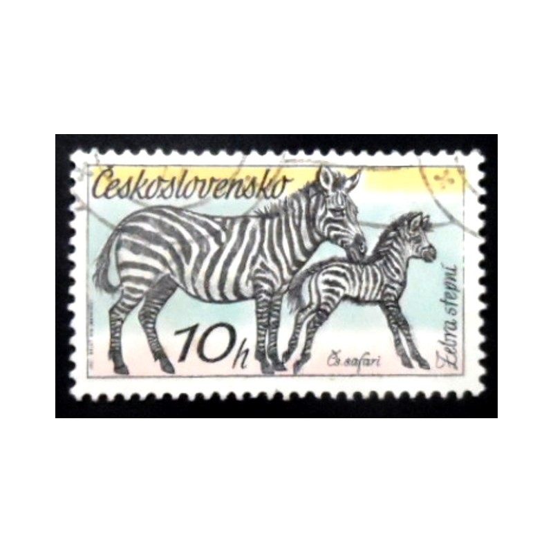 Selo postal da Tchecoslováquia de 1976 Plains Zebra U