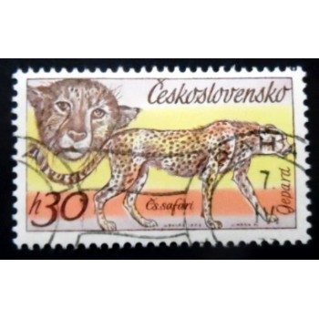 Selo postal da Tchecoslováquia de 1976 Cheetah MCC