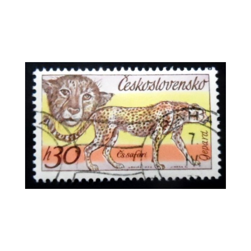 Selo postal da Tchecoslováquia de 1976 Cheetah MCC