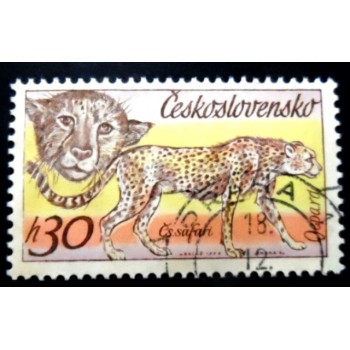 Selo postal da Tchecoslováquia de 1976 Cheetah NCC