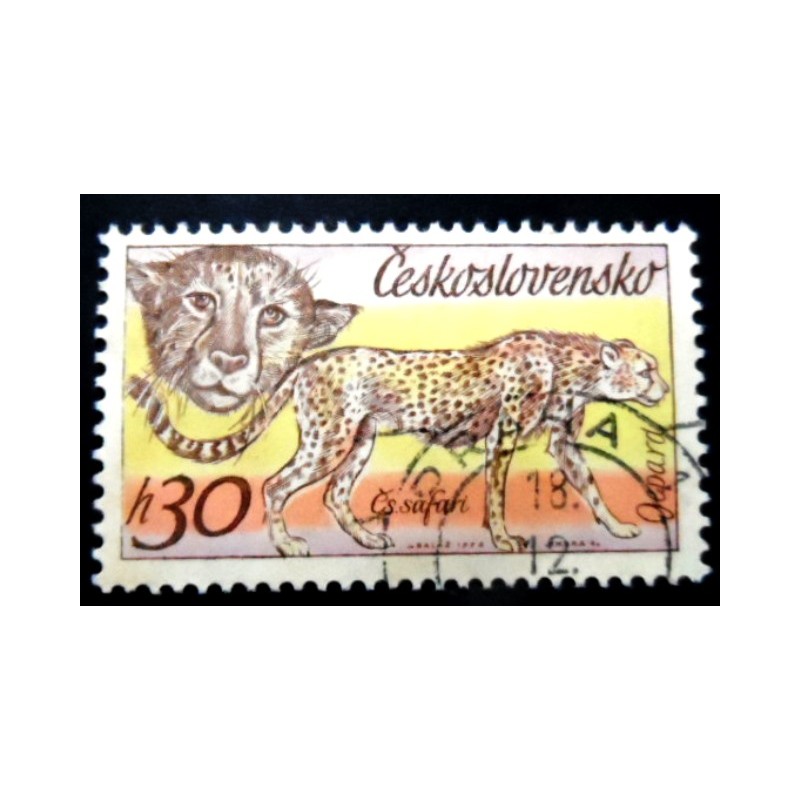 Selo postal da Tchecoslováquia de 1976 Cheetah NCC