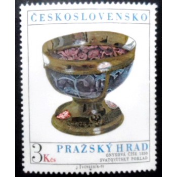 Selo postal da Tchecoslováquia de 1977 Onyx footed bowl