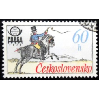 Selo postal da Tchecoslováquia de 1977 French Postrider U