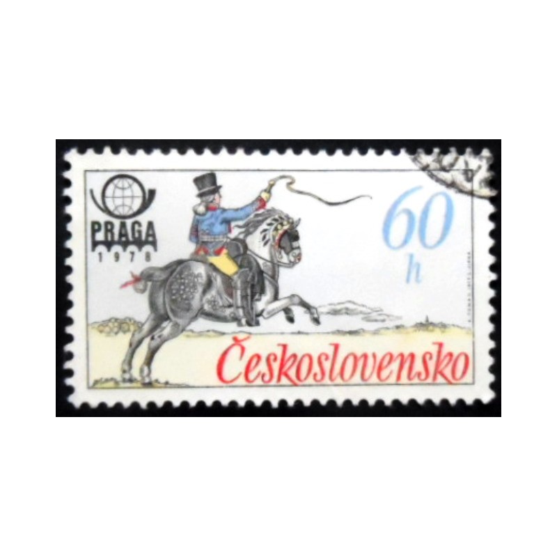 Selo postal da Tchecoslováquia de 1977 French Postrider U