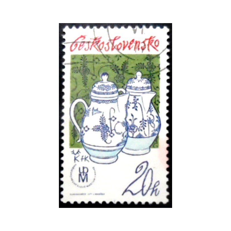 Selo postal da Tchecoslováquia de 1977 Coffee Pots