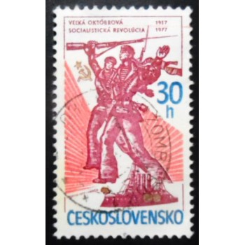 Selo postal da Tchecoslováquia de 1977 Russian October Revolution